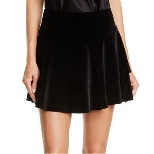 Alice + Olivia Paloma Velvet Ruffle Miniskirt Black